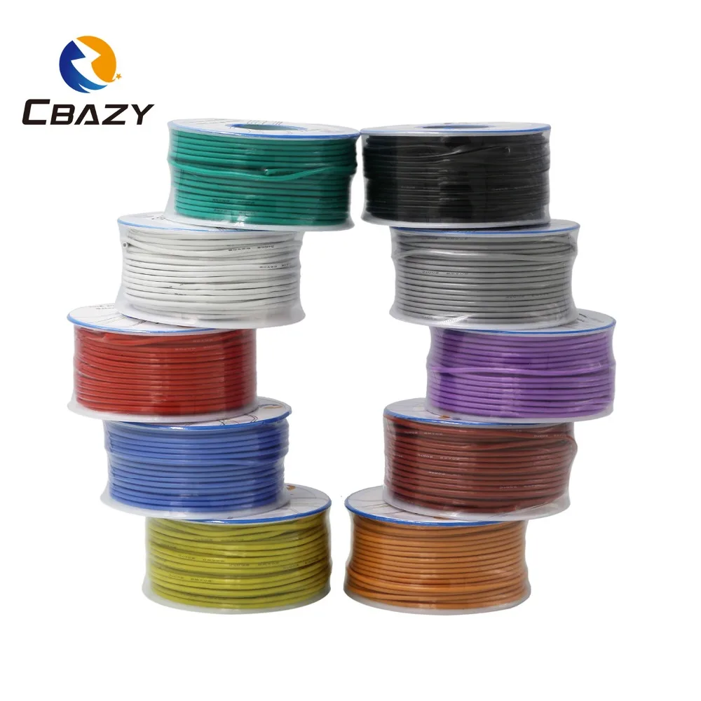  CBAZY Silicone 18AWG 15M flexible silicone wire tinned copper wire cable stranded 10 color optional