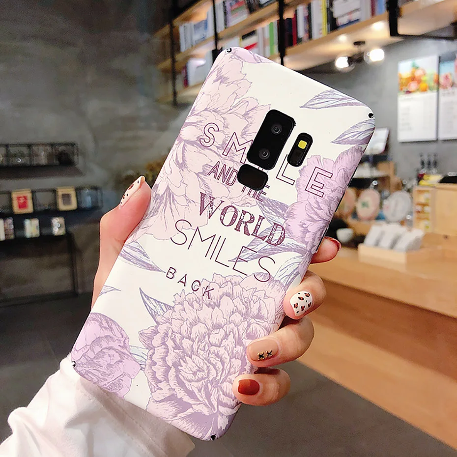 CAPAME Hard Plastic Floral Girls Case For Samsung Galaxy S7 Edge Note 8 9 S8 S9 Plus Noctilucent Cases For Samsung S7 Case Blue  (3)
