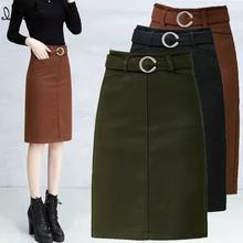 Женская осенне-зимняя новая сексуальная облегающая шерстяная юбка-карандаш, Женская однотонная тонкая юбка до колена с высокой талией O830