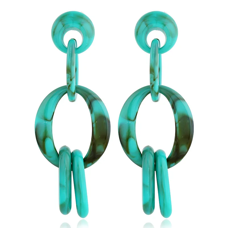 Green Earrings B Olsen Twins Прямая поставка Длинные акриловые полимерные геометрические массивные ожерелья-цепочки для женщин бижутерия подарок - Окраска металла: Green Earrings B