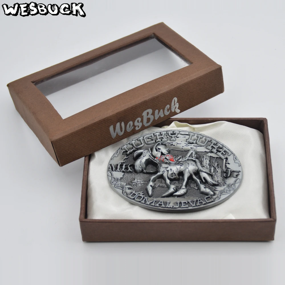 Wesbuck Brand Модные 3D lucky luke пряжка на ремешке Овальный серебристый металл классические мужские женские джинсы аксессуары пряжка с ПУ ремень