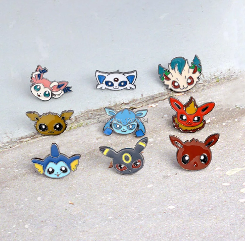 9 видов стилей Eevee Sylveon Umbreon vaporion Flareon Jolteon Espeon Glaceon Leafeon металлическая брошь фигурки