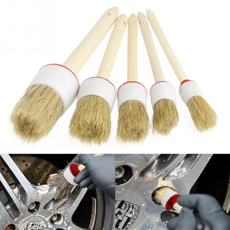 

1Pcs Soft Car SUV Detailing Wheel Wood Handle Brushes For Cleaning Dash Trim Seats Handy Washable Car Cleaning Tool Accessories