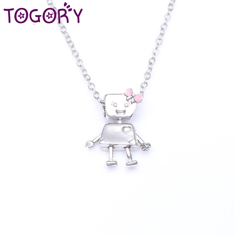 

TOGORY New Arrival Luxury Silver Plared Little Bella Robot Pendant Pandora Necklace for Women Wedding Brand Jewelry