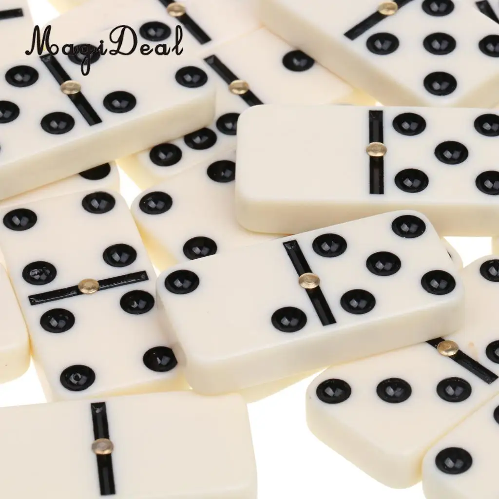 MagiDeal 1Set Double Six Dominoes Traditional Board Travel Game Puzzle Toy Bamboo Box for Kids Adult Party Club Classic Gifts