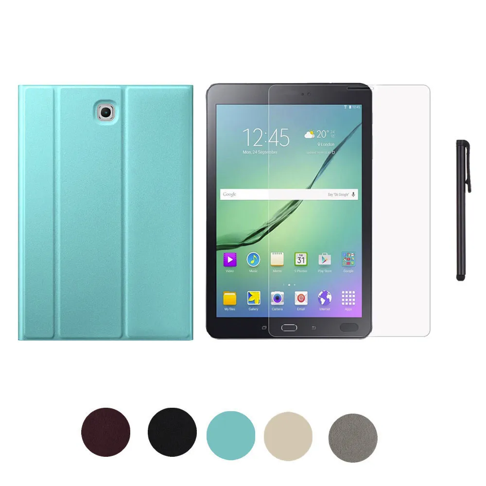 Кожаный чехол для Samsung Galaxy Tab S2 8 дюймов T710 T715 + пленка защитный с ручкой/простой и