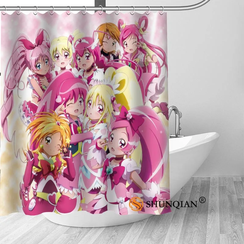 Пользовательские Улыбка Precure аниме Современный Душ Шторы Ванная комната Водонепроницаемый Полиэстеровая печать на ткани Ванная комната занавес с крюком - Цвет: Shower Curtain