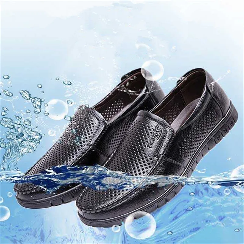 

Youbroer Men's Leather Loafers with Soft Soles for The Middle-aged and Elderly