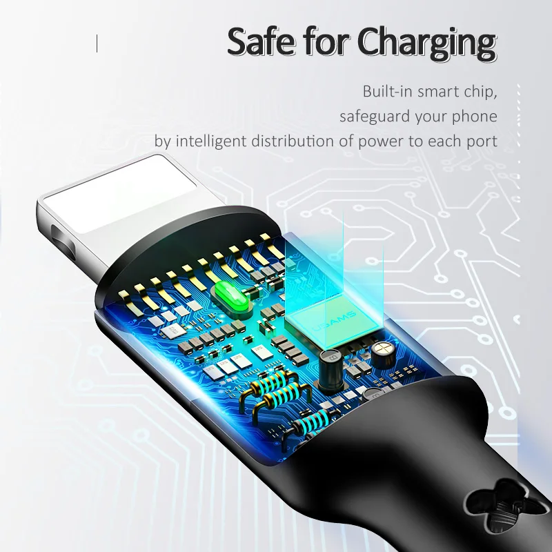 USAMS 1,2 м 3 в 1 телефон USB кабель type C Micro USB для iPhone X 8 7 6 iPad 3A Зарядка samsung Micro usb C для iPhone кабель