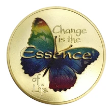Бабочка монеты золото посеребренные монеты с животными красочный Сувенир Монета Изменение является сущностью жизни Коллекция подарков