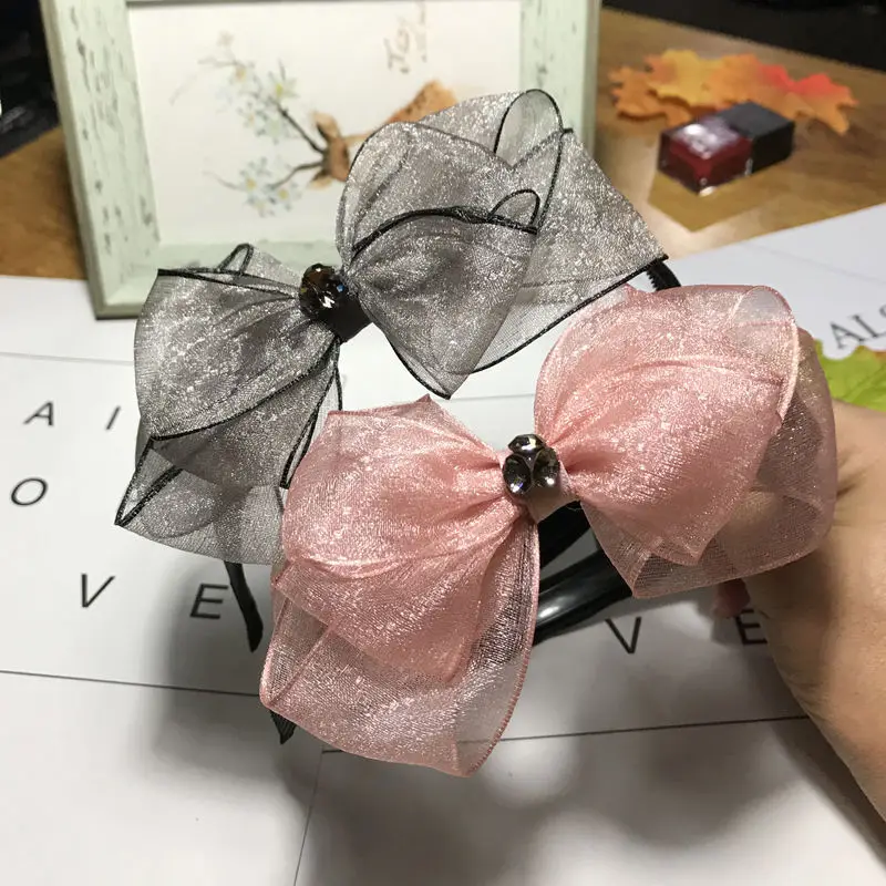 Марли повязка на голову для волос Корея сетки Hairbands бантом волос обруч модные аксессуары для волос головные уборы для женщин головной убор