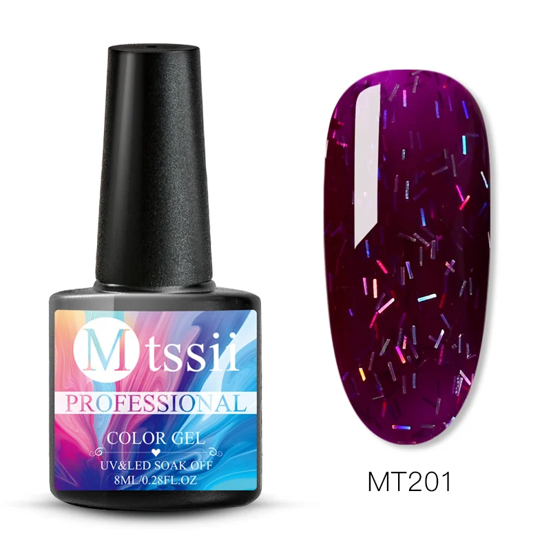 Mtssii 8 мл голографический Блеск УФ-гель для ногтей Platinum лак Радужный красочный мерцающий Маникюр светодиодный лак для ногтей - Цвет: HHS01634
