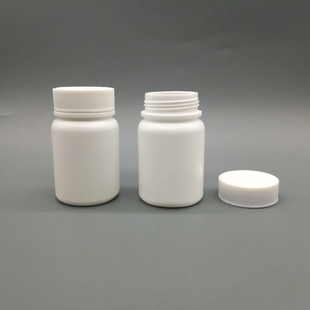 Free shipping 100pcs/lot 60cc 60ml HDPE white Capsule bottle Plastic empty refillable pill Powder with Screw Cap | Красота и здоровье