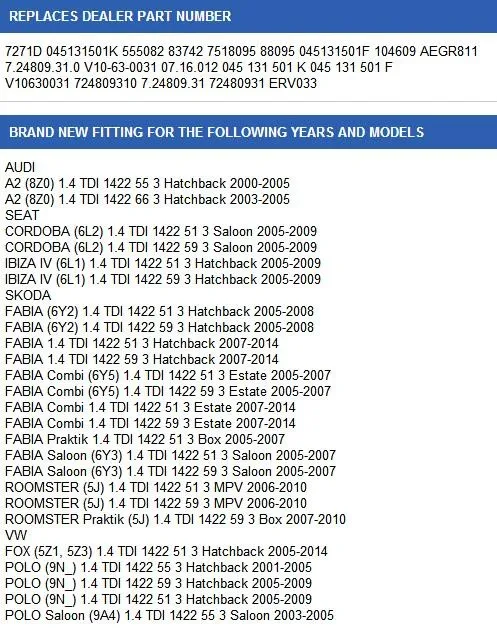 Клапан egr для Audi A2 VW Fox поло Skoda Fabia Seat Ibiza 045131501 К 045131501F