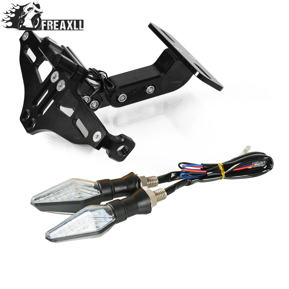 

Motorcycle License Plate Bracket Holder With LED Light Universal For KTM 125 200 250 300 450 530 Honda Kawasaki Suzuki Yamaha
