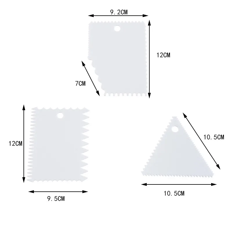3, 6 штук в партии, Fondant(сахарная) гладкой Сглаживание Инструмент для края торта гладкой скребок крем отделочных работ Fondant(сахарная) Инструменты сделай-сам торт полировщик - Цвет: 3pcs white 2