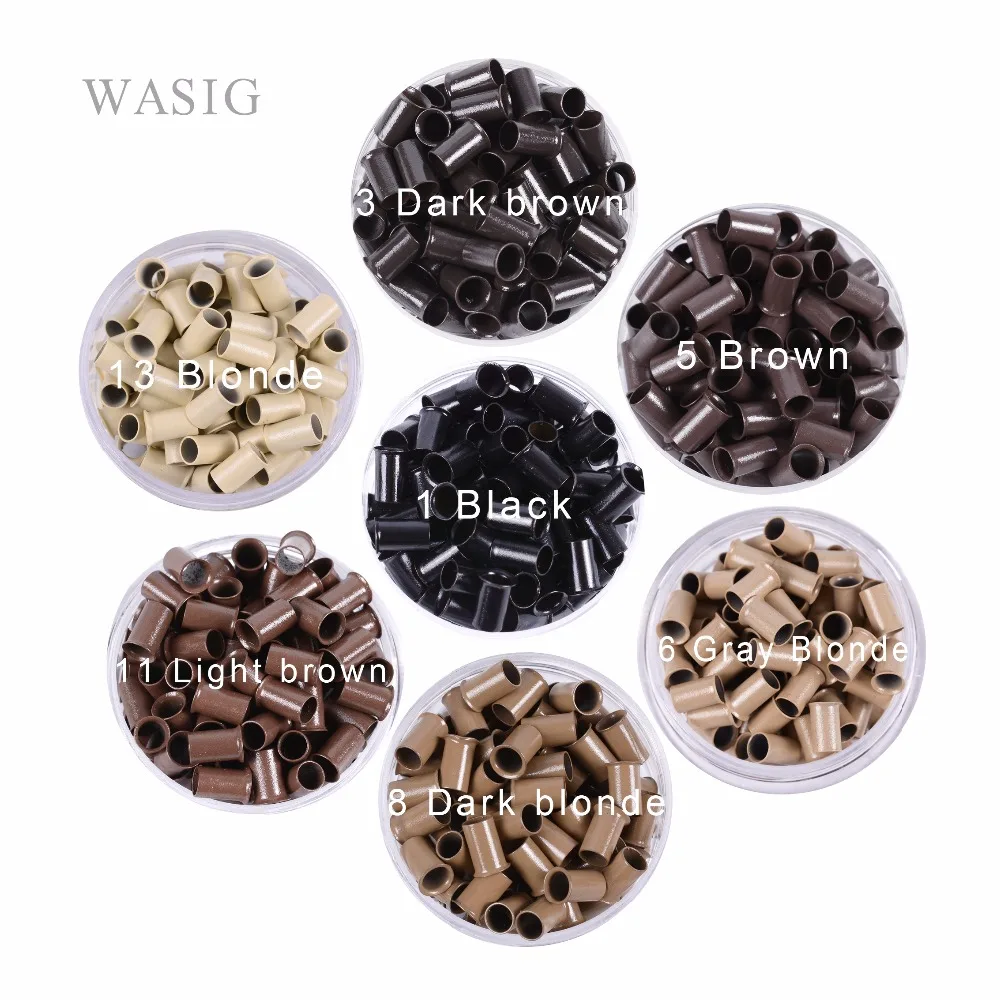 Long Euro Lock Flared Flaring Micro Copper Tube Rings Beads Links human hair extensions ring beads hair extensions tools 1000Pcs