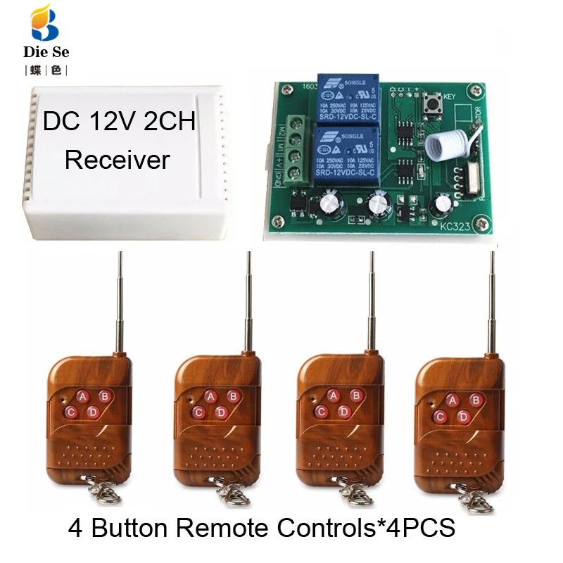 

433MHz Universal RF Remote Control Switch DC 12V 2CH Relay Receiver Module 433Mhz Universal Wireless Remote Control Switch
