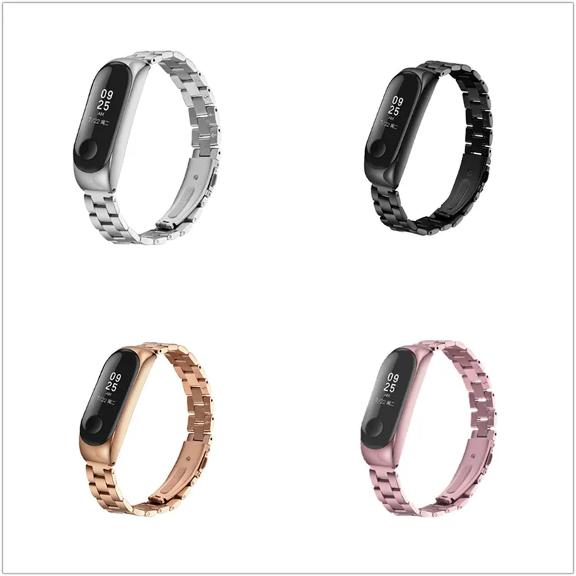 Ремешок из нержавеющей стали для xiaomi mi band 3 сменный металлический браслет