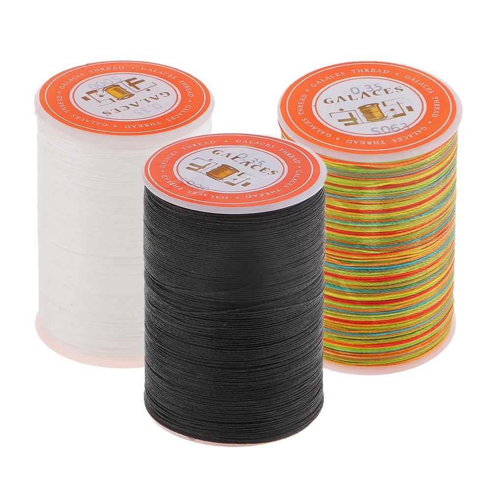 3 Pieces Waxed Thread 0.35mm 300m Polyester Cord Sewing Threads Stitching Leather Craft Bracelet DIY Apparel Sewing Fabric