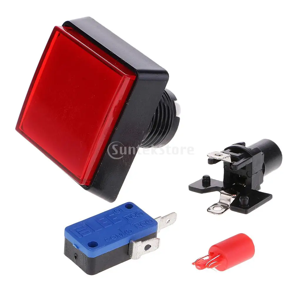Rectangle Arcade Game Machine Push Button w/ 12V led lamp illuminated 5x5cm