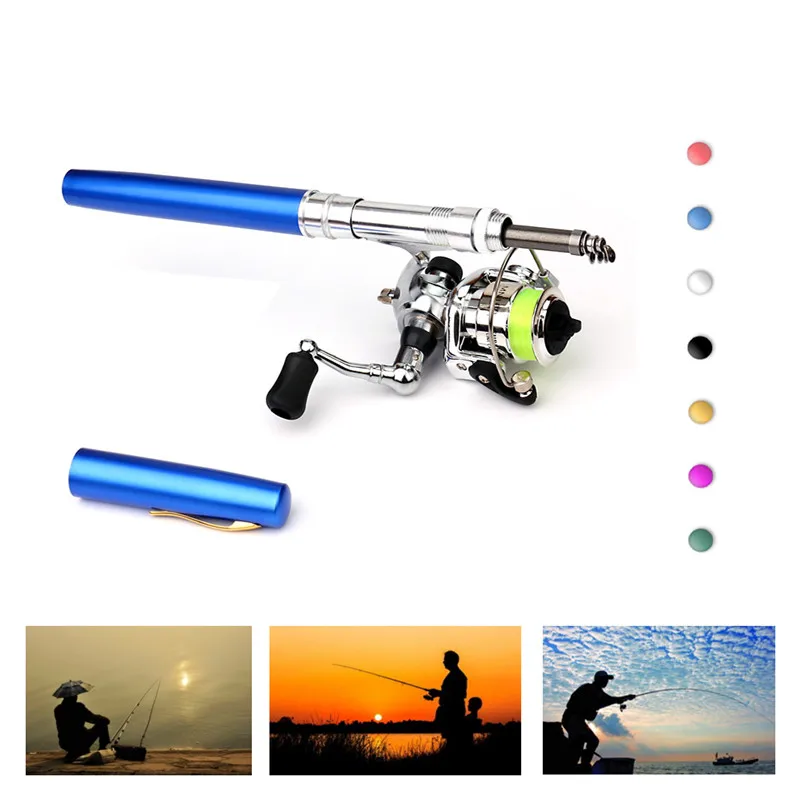 High Quality Mini Pocket Pen Shape Aluminum Alloy Fishing Rod Portable Baitcasting Rods Pole + Fishing Reel Set Combos Pesca