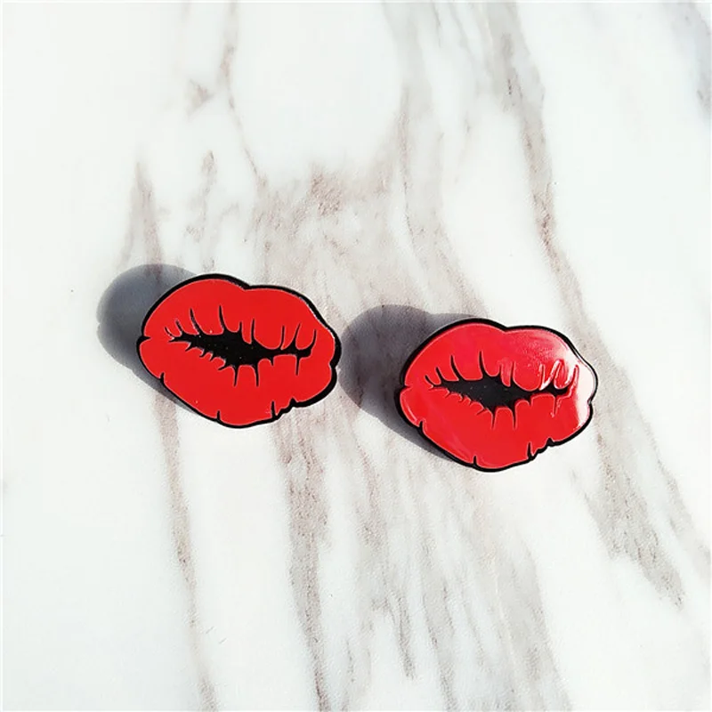 Sexy Acrylic Red Lip Earring For Women Fashion Rose Red Mouth Stud