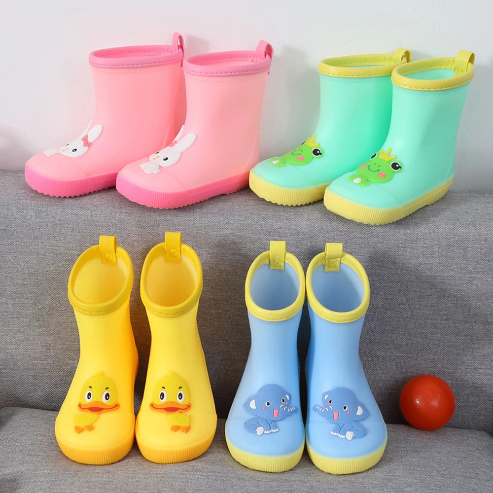 Clássico das Crianças Sapatos de Borracha Crianças dos Desenhos Animados do Bebê Sapatos de Água à Prova Botas de Chuva da Criança Kushyshoo Dtoddler Água Menina Rainboots Pvc 16 Mamãe e Bebê