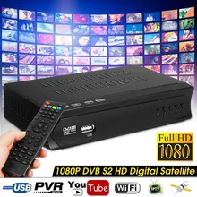 EU US Plug Satellite Receiver TV 1080P DVB-S2 HD Digital Satellite TV BOX Receiver USB WIFI W/Remote Control Wifi Support