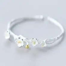 Реальные. 925 стерлингового серебра Fine Jewelry золотой Лотос цветок вишни браслет GTLS508