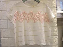 Sciaccamini 2016 nouveautés coton fleurs appliques rayures d’été simples de fille T-shirt 3 4 5 6 7 8 9 10 11 12 ans