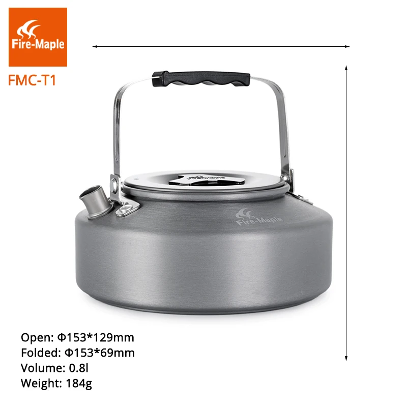 De arce de fuego al aire libre Camping café té Pot Camping senderismo ultraligero tetera de aleación de aluminio de 0.8L con calor prueba té FMC-T1