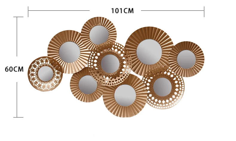 Европейский стиль, кованое железо, Настенное подвесное декоративное зеркало, поделки, украшения для дома на стену, диван, задний план, Настенные обои под металл, украшение, искусство