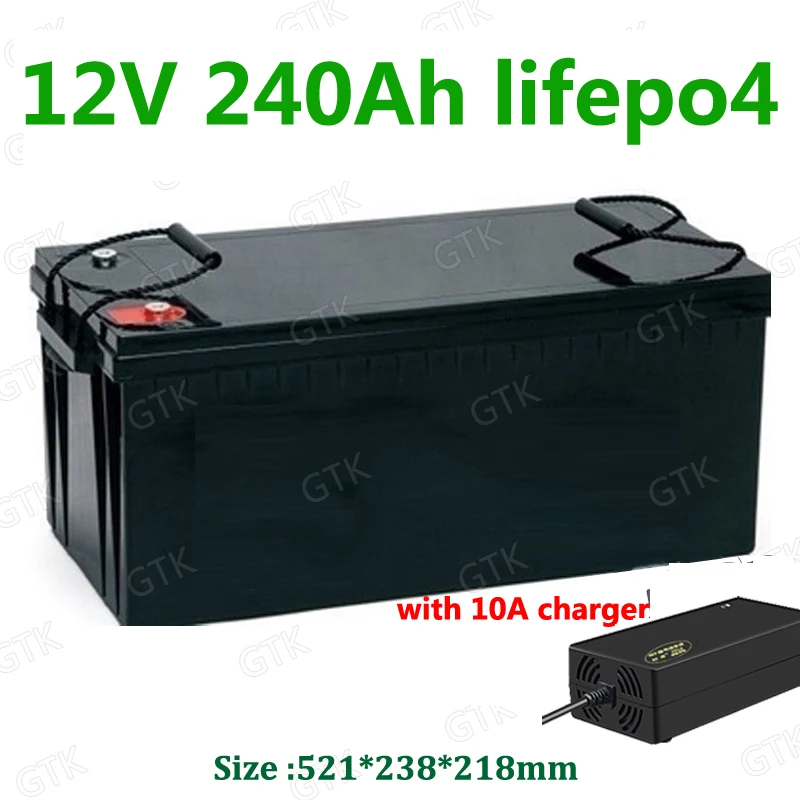 GTK водонепроницаемый Lifepo4 12V 240AH литиевая батарея 100A BMS 4S 12 8 V для 1200W caravan Инвертор