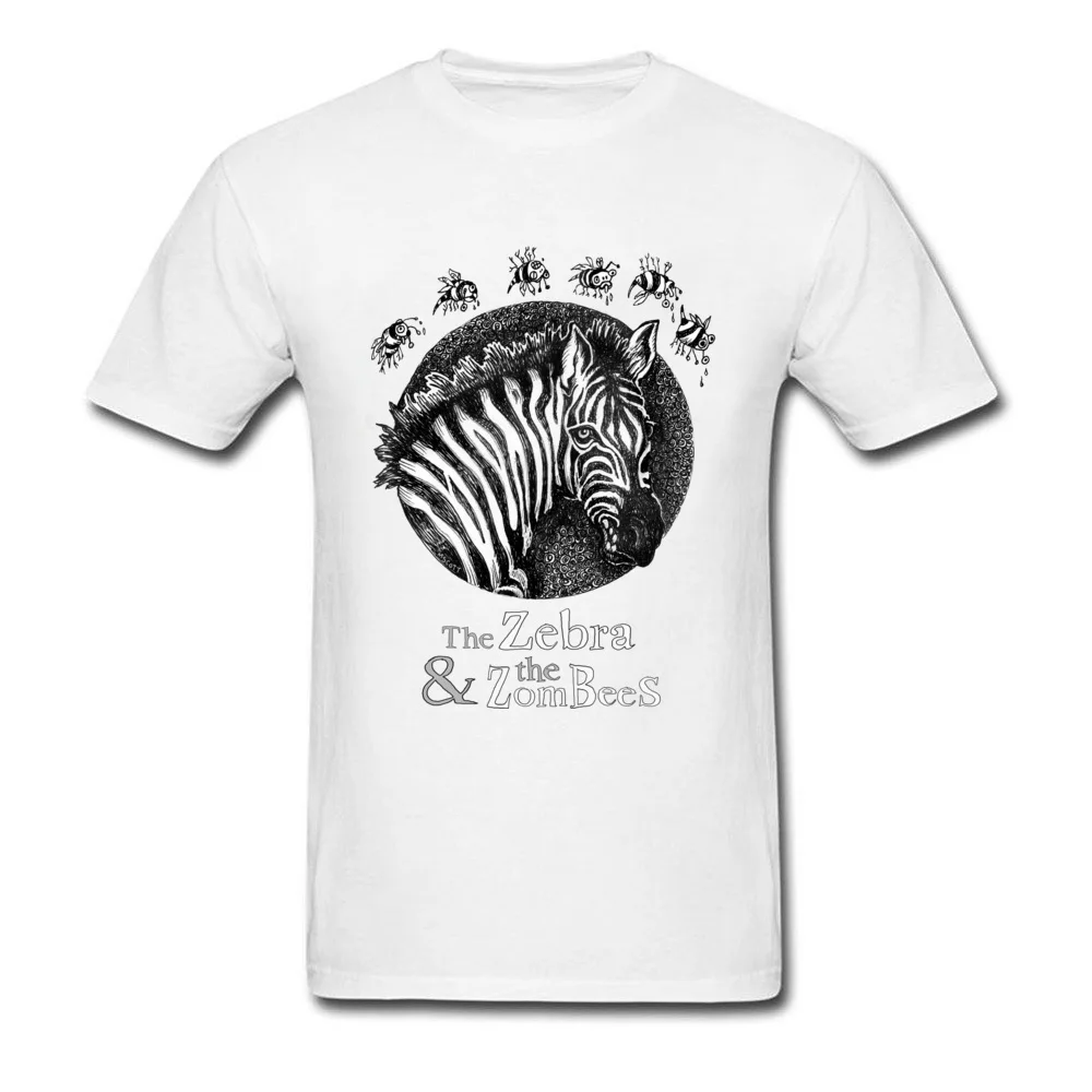 Summer Prevalent Man T-Shirt O Neck Short Sleeve 100% Cotton Fabric T Shirt Casual Tops T Shirt Top Quality Zombie Zebra and the ZomBeeS by dotsofpaint white