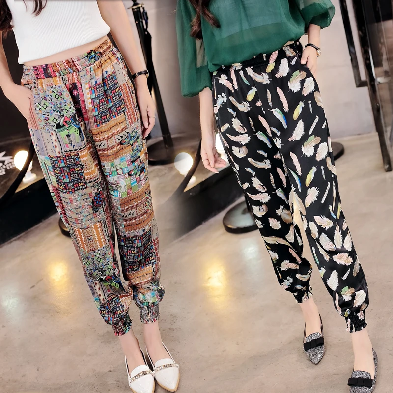 

2019 new arrive women chiffon harem pant female loose casual comfy ethnic boho beach sunscreen pants plus size lady thin trouser