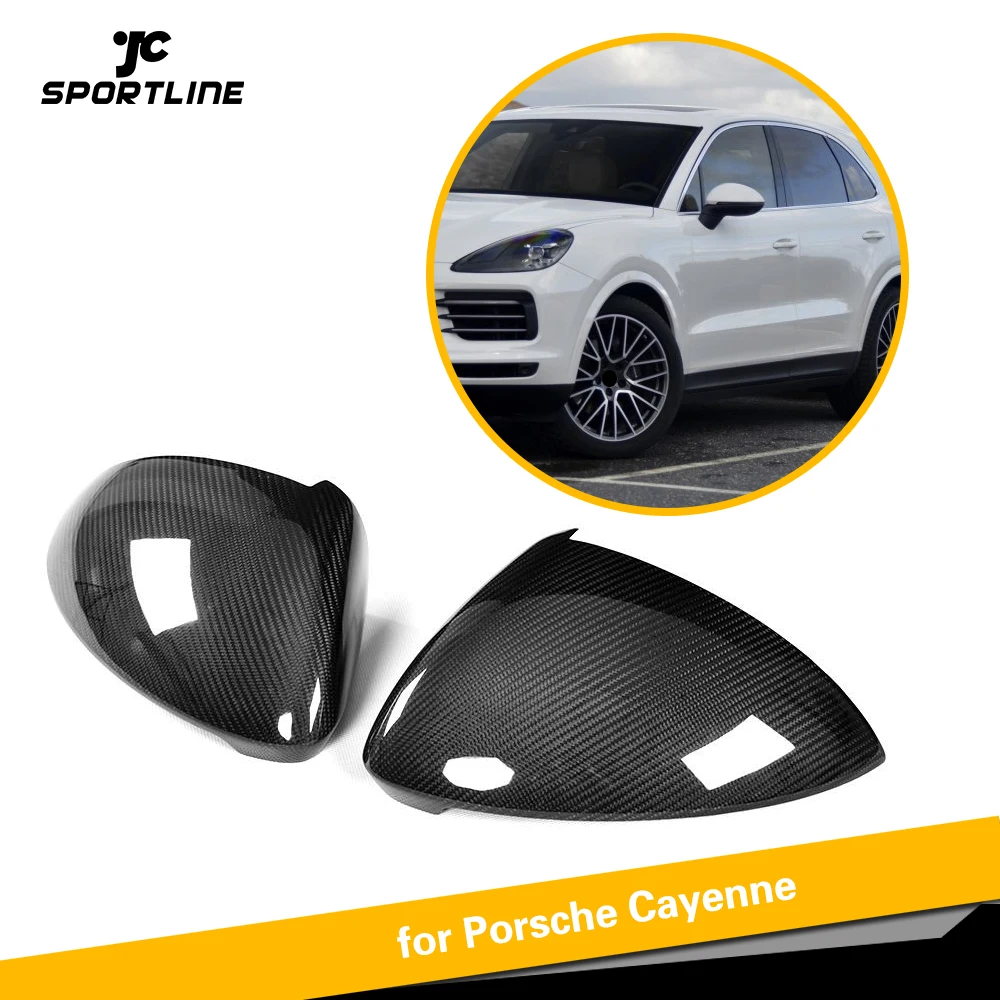 

Carbon Fiber Car Rear Side Mirror Covers Trim Fender for Porsche Cayenne 2018 Add on Style