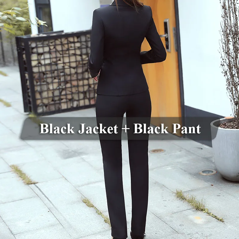 2 Pieces Black Suit Lenshin комплект из 2 предметов, строгий брючный костюм на одной пуговице для женщин, одежда для работы, офисный стиль, Униформа, деловой пиджак и штаны - Цвет: 2 Pieces Black Suit