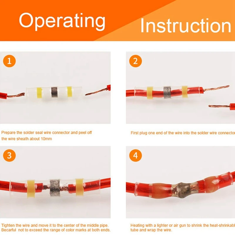 55 шт. припоя уплотнения провода разъем, припой уплотнение термоусадочные стыковые разъемы, водонепроницаемый Электрические сливочные клеммы провода сращивания Fo