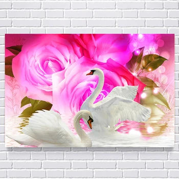 

Diamond painting DIY kit kid toy rose swans lover animal passage baby room living room dining hall home hotel office shop deco