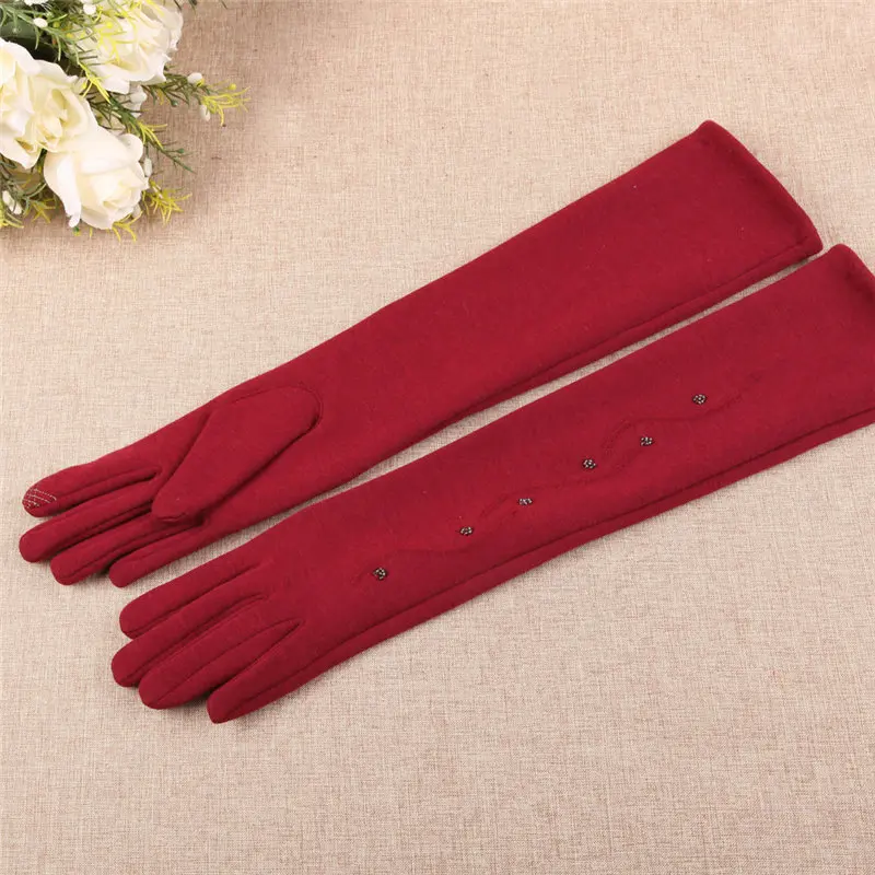 Крученые бархатные женские перчатки с манжетами, женские осенне-зимние перчатки с пятью пальцами, вязаные утепленные теплые гетры с рукавами, BL023N1 - Цвет: dark red