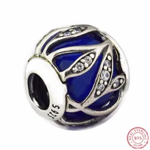 Бусины из стерлингового серебра 925 пробы Королевского синего цвета с чистым CZ DIY Fit PANDORA Подвески для женщин Изготовление ювелирных изделий FL634B