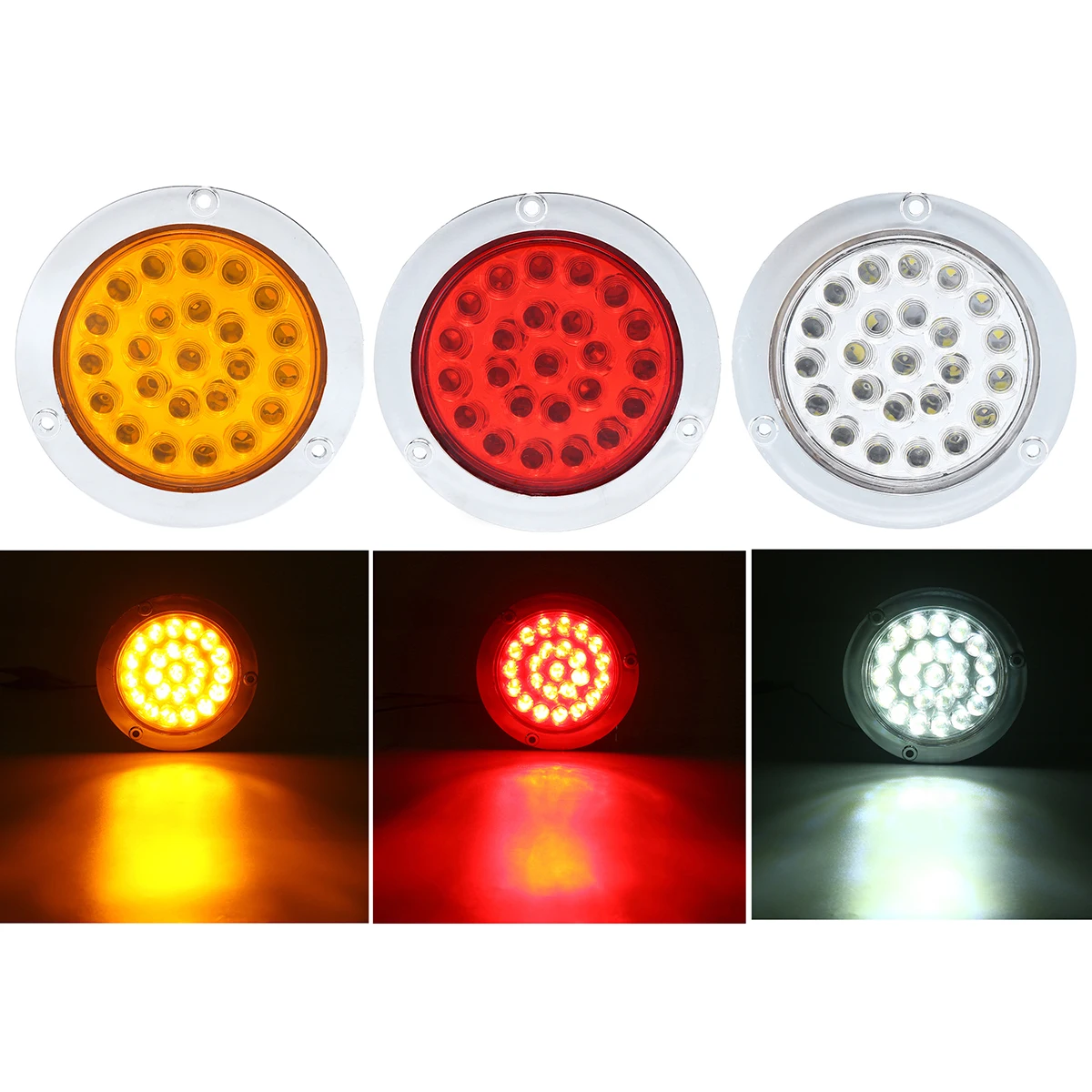 

24LED Truck Side Mark Indicator Warning Lights Round Tail Light Stop Rear Turn Reverse Brake Signal Lamp Truck Reflectors