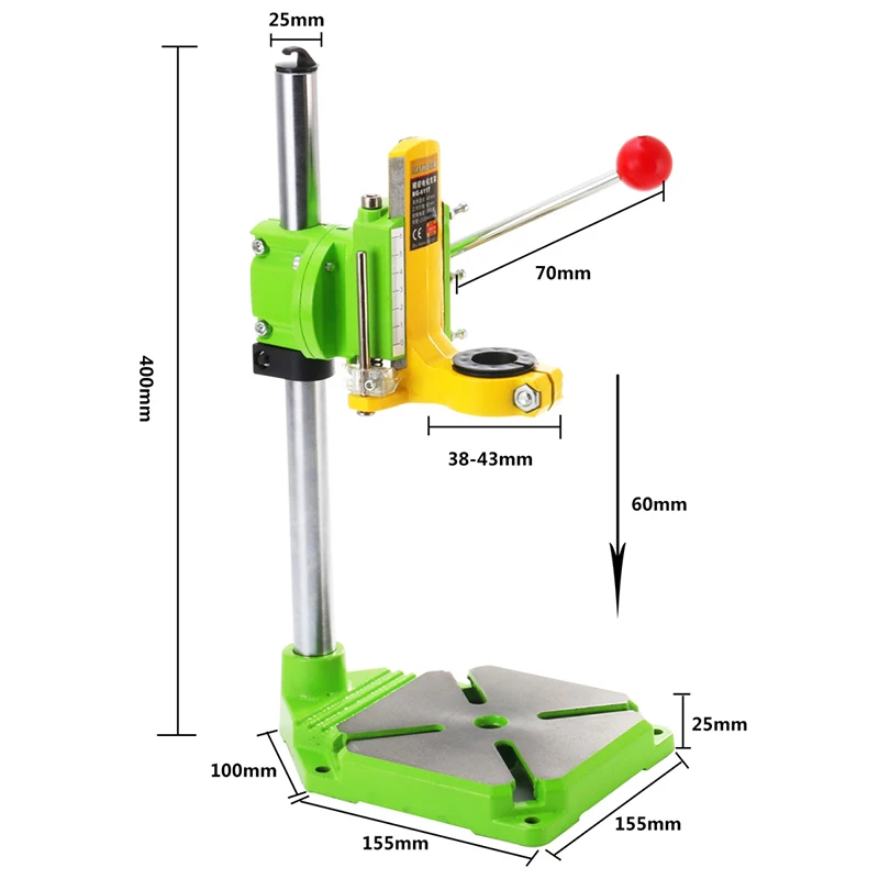 Электрическая дрель пресс стенд стол для сверла верстак ремонтный инструмент зажим для сверления, цанговый стол 0-90 градусов