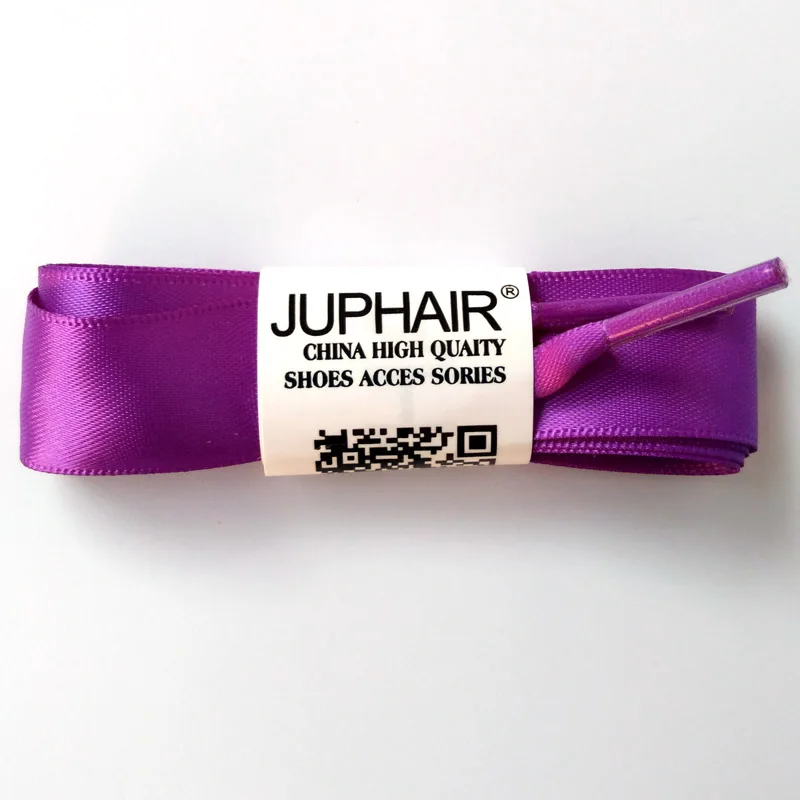 JUP1-12Pairs Women Dark Purple Wholesale Fashion Colorful Silk Ribbon Flat Shoelaces Sneaker Sport Shoe Fantastic Shoelace Laces