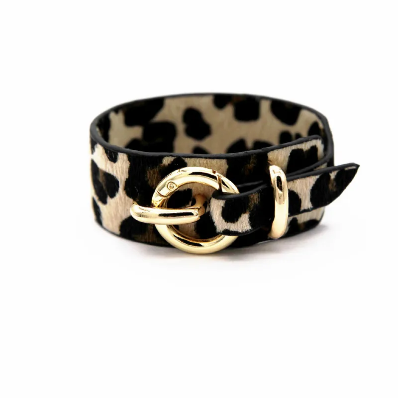 Модный панк кожаный браслет для женщин браслет очаровательные браслеты на запястье Леопардовый Браслет с принтом женский браслет бижутерия ювелирные изделия - Окраска металла: Khaki black