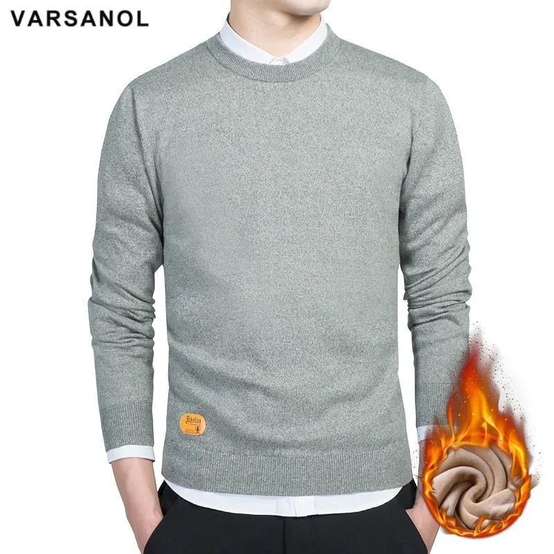 

Varsanol Winter Sweater Men 100% Cotton Sweater Pullovers Homme O-Neck Knitted Male Solid Knitting Clothing M-3XL New Arrivals