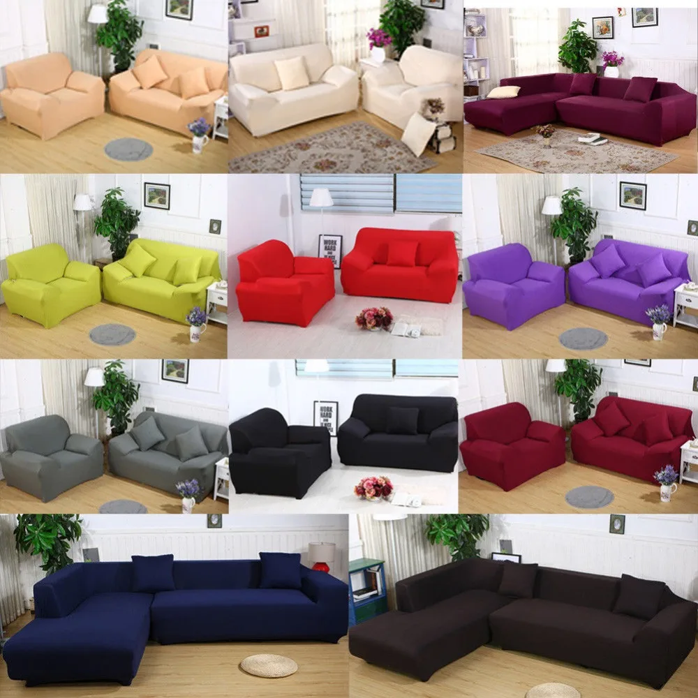 Tampa do Sofá Sofá de Tecido Furniture para 1 e 2 e 3 Cor Sólida Slipcover Stretch Elástico Protetor Secional e 4 seater
