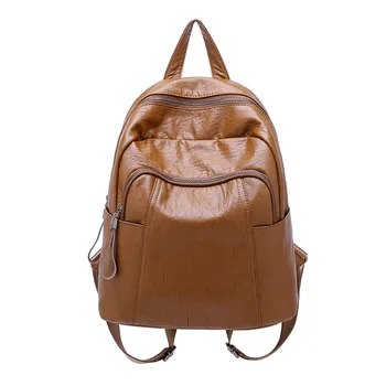 

OLOEY 2020 Soft Bags Zips Backpack For Teenager Girls Fashion Vintage Back Bag Woman Daily Big Capacity Bags High Quality Bag