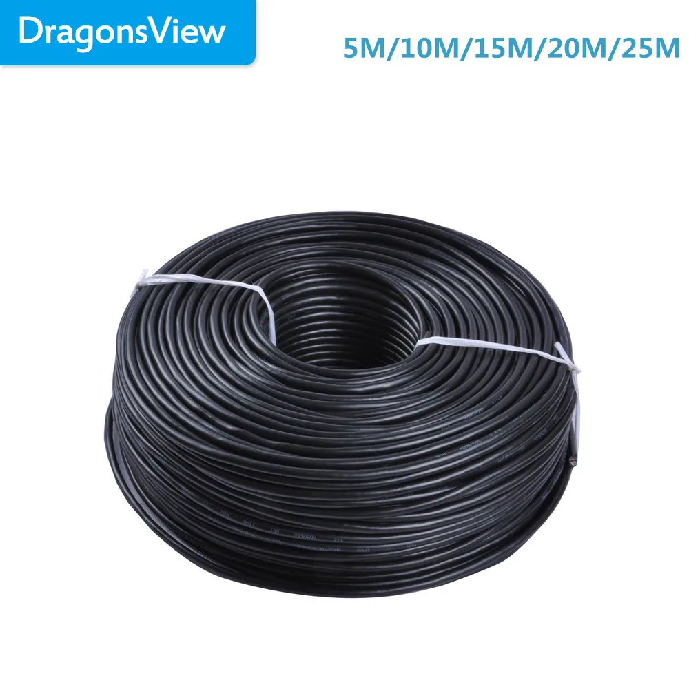 Dragonsview м 4 ядра 24AWG 5 м/м 10 м/м 15 м/м 20 м/25 м удлинитель медный проводник Плетеный RVV провода кабель для видеодомофона системы